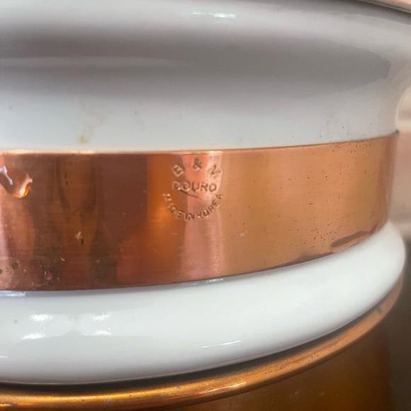 Beautiful Vintage B&M Douro Copper Brass Double Boiler with Porcelain Insert - Picture 2 of 16